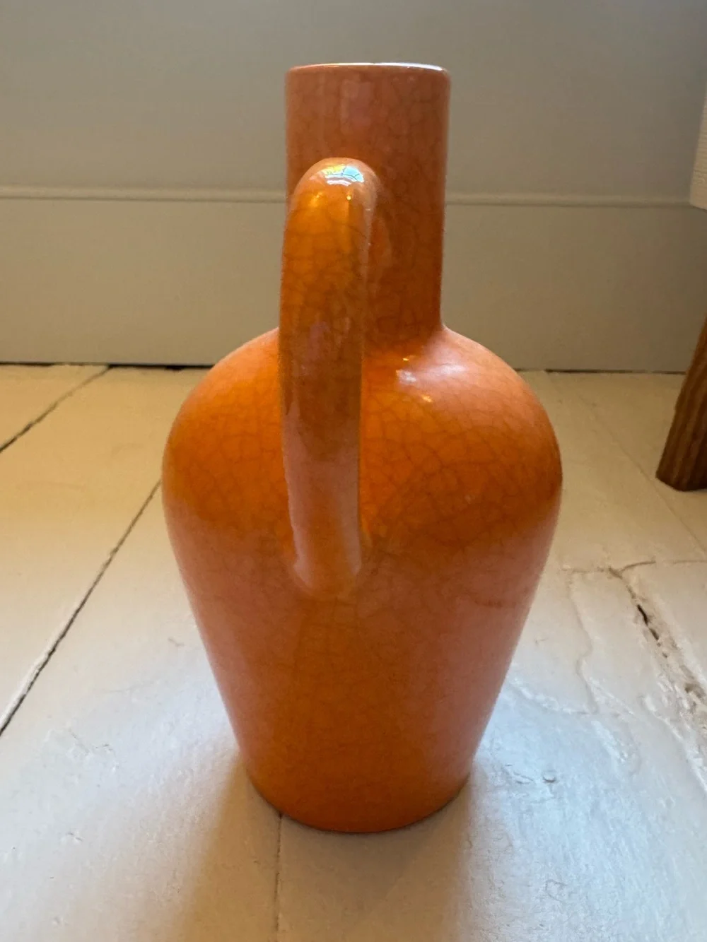 Orange Double-Handled Ceramic Vase